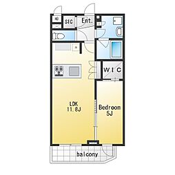 コンシェリア目黒本町 THE RESIDENCE 1LDKの間取図画像