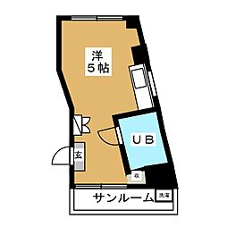 平沢ハイツ ワンルームの間取図画像