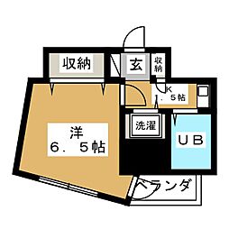 碑文谷壱番館 1Kの間取図画像