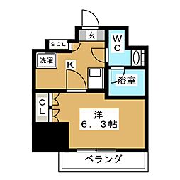 レジディア大森3 1Kの間取図画像
