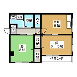 コーポ島田 2LDKの間取図画像