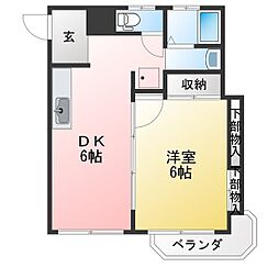 高見澤コーポ 1DKの間取図画像