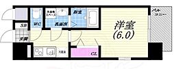 Osaka Metro四つ橋線 岸里駅 徒歩4分の賃貸マンション 9階1Kの間取り