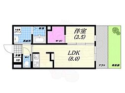 叡山電鉄叡山本線 元田中駅 徒歩2分の賃貸アパート 2階1LDKの間取り