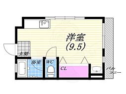 第2サニーハイツ ワンルームの間取図画像
