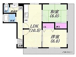 宮本マンション 2LDKの間取図画像
