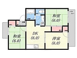 セジュール松山 3DKの間取図画像