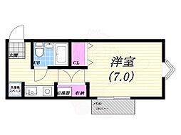 CRASIS苦楽園プラザ ワンルームの間取図画像