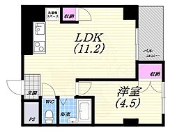 マブランシェット弦月 1LDKの間取図画像