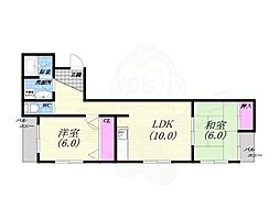 芦屋エルジャン2 2LDKの間取図画像