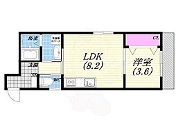 カサ苦楽園 1LDKの間取図画像