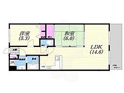 ルネ芦屋親王塚 2LDKの間取図画像