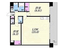西宮市常磐町マンション 2LDKの間取図画像