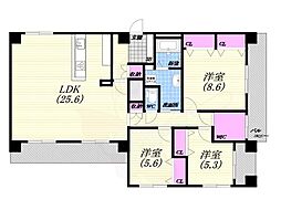 ドムス芦屋 3LDKの間取図画像
