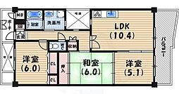 KDXレジデンス夙川ヒルズ3番館 3LDKの間取図画像