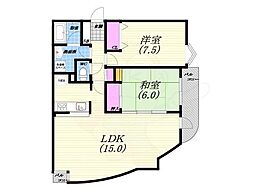 メゾンドール夙川台 2LDKの間取図画像