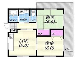 福島ハイツ 2LDKの間取図画像