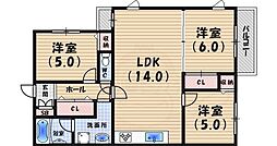 夙川アネックス 3LDKの間取図画像