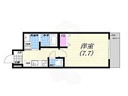 フジパレスさくら夙川ウエスト 1Kの間取図画像