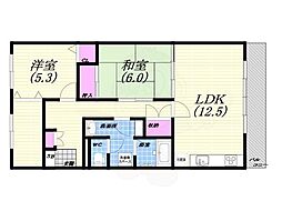 夙川シャンボール 2SLDKの間取図画像