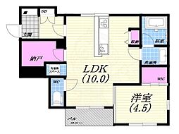 芦屋第1コーポラス 1LDKの間取図画像