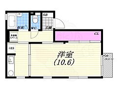クライネブルーメ 1Kの間取図画像