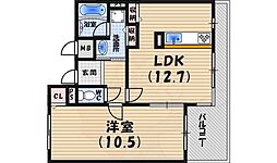 白鷹苦楽園マンション 1LDKの間取図画像