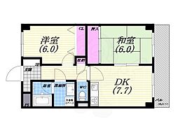 マジスト西宮 2DKの間取図画像