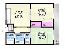 福島ハイツ 2LDKの間取図画像