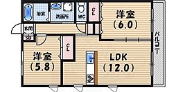 シャーメゾン豊楽 2LDKの間取図画像