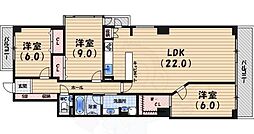 ビクトリアコート夙川 3SLDKの間取図画像