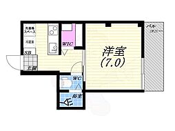 コンフォート苦楽園 1Kの間取図画像