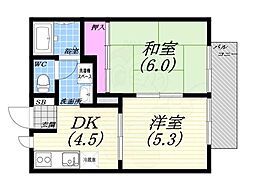 夙川イングス 2DKの間取図画像