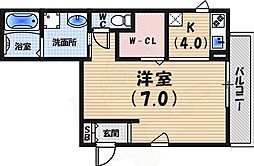 フェリオ鳴尾 1Kの間取図画像