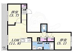 COCON西宮北口 2LDKの間取図画像