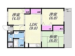 パールハイツ竹若 3LDKの間取図画像