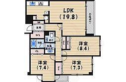 芦屋ガーデン親王塚 3LDKの間取図画像