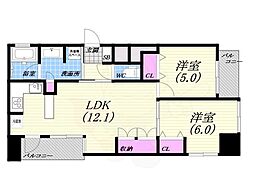 ロイヤル西宮駅前アイシス 2LDKの間取図画像