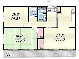 ロータリービルト西宮 2LDKの間取図画像