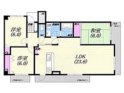 フォーシーズンズ芦屋 3LDKの間取図画像