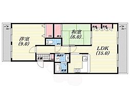 西宮香枦園ロジュマン 2LDKの間取図画像