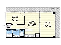 夙川台グリーンマンション 2LDKの間取図画像