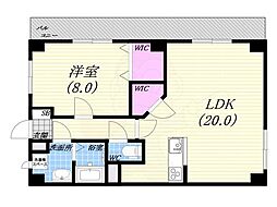 エフコート甲陽園東山A棟 1LDKの間取図画像