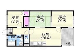 アビタ・コシキイワ 2LDKの間取図画像