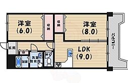 リリック芦屋 2LDKの間取図画像