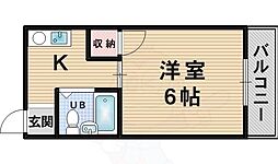 スリール鳴尾イースト 1Kの間取図画像