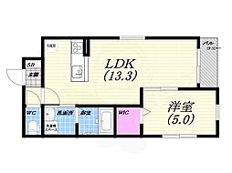 西宮市今津山中町新築アパート 1LDKの間取図画像