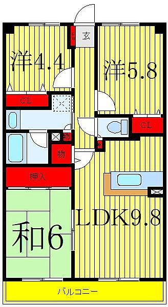 フォーリスト・フジカ 705｜埼玉県蕨市中央3丁目(賃貸マンション3LDK・7階・65.10㎡)の写真 その2