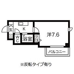 ドミール桜川II 6階1Kの間取り
