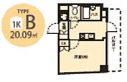 ドミール桜川2 1Kの間取図画像